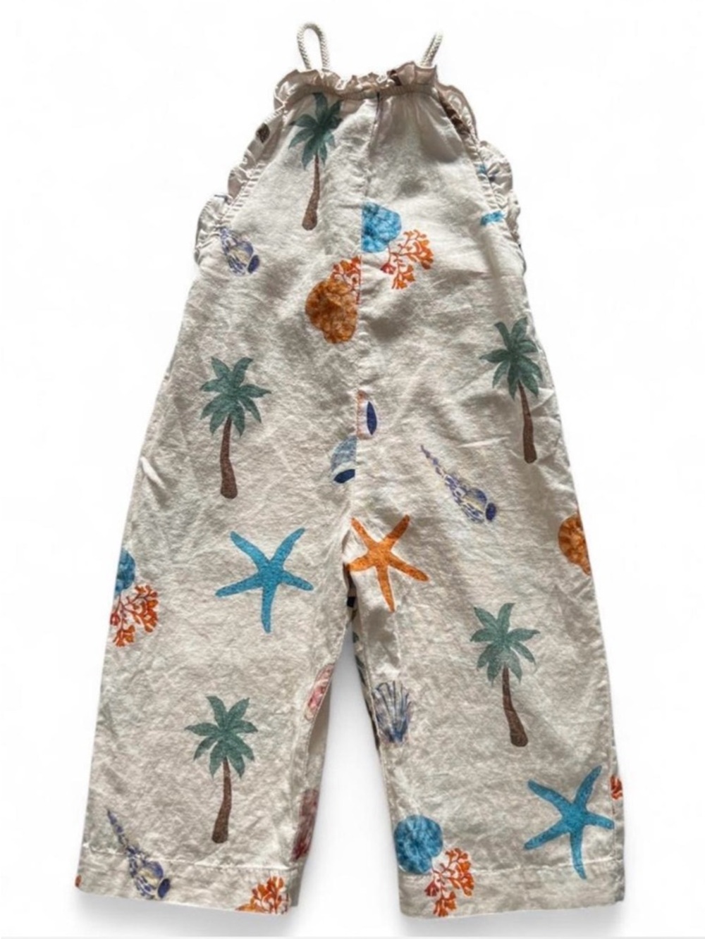 Zara Natural One-Piece with Blue and Orange Tropical Print